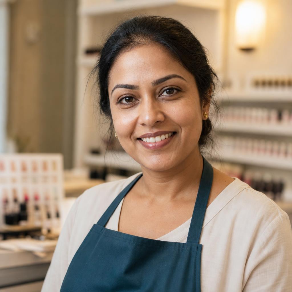 Portrait of Priya Sharma, Senior Nail Technician